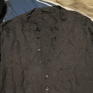 Men's Casual Black Button-Down Shirt